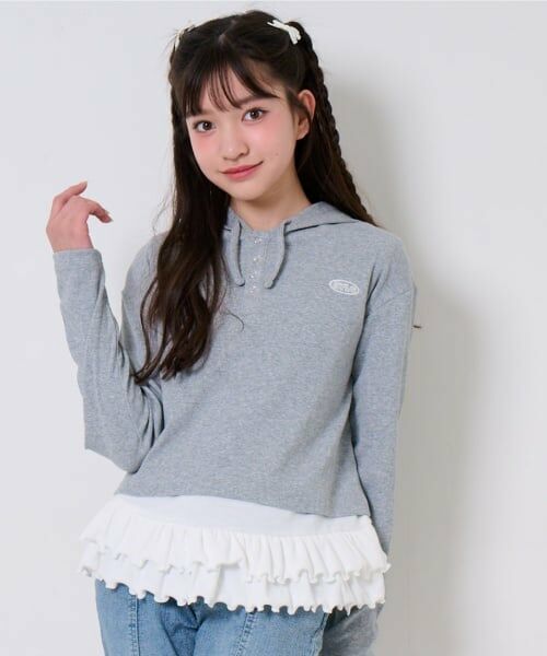 by LOVEiT / バイ ラビット Tシャツ | フリルタンクつきプルオーバー（グレー）