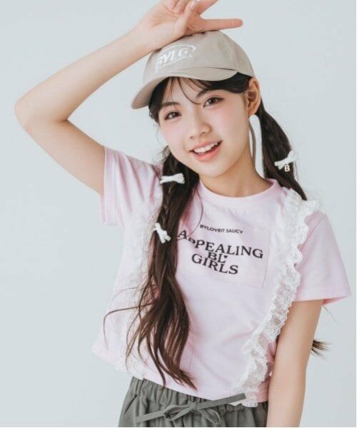 by LOVEiT / バイ ラビット Tシャツ | 【Cuugal8月号掲載】【接触冷感】フロントレースTシャツ（ピンク）