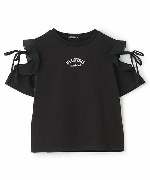 by LOVEiT / バイ ラビット Tシャツ | 【大好評につき再入荷】【接触冷感】肩リボンバックハートTシャツ（黒）