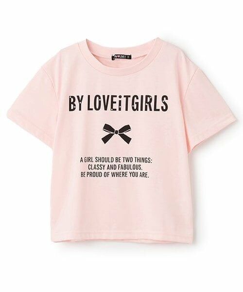 by LOVEiT / バイ ラビット Tシャツ | 【接触冷感】ロゴリボンプリントTシャツ（ピンク）