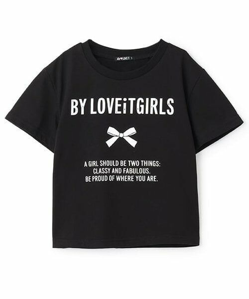 by LOVEiT / バイ ラビット Tシャツ | 【接触冷感】ロゴリボンプリントTシャツ（黒）