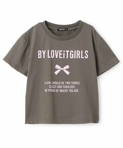 by LOVEiT / バイ ラビット Tシャツ | 【接触冷感】ロゴリボンプリントTシャツ（チャコール）