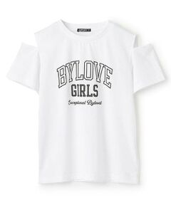 by LOVEiT / バイ ラビット Tシャツ | 【接触冷感】肩開きテキストTシャツ