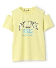 【接触冷感】肩開きテキストTシャツ