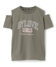 by LOVEiT / バイ ラビット Tシャツ | 【接触冷感】肩開きテキストTシャツ