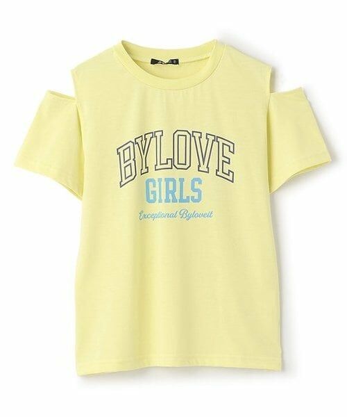 by LOVEiT / バイ ラビット Tシャツ | 【接触冷感】肩開きテキストTシャツ（黄）