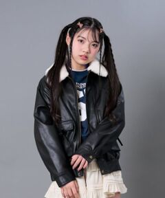 by LOVEiT / バイ ラビット ブルゾン | 衿ファー合成皮革ジャケット