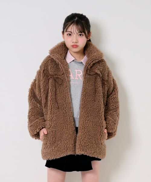 by LOVEiT / バイ ラビット ブルゾン | リボンポイントファーブルゾン（モカ茶）