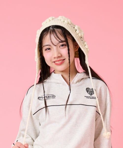 by LOVEiT / バイ ラビット ニットキャップ | フラワーバブーシュカ（オフ ホワイト）