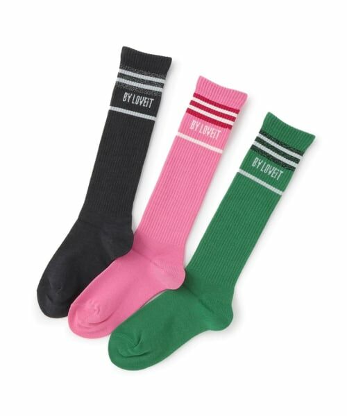 by LOVEiT / バイ ラビット ソックス | ラメボーダーハイソックス | 詳細2