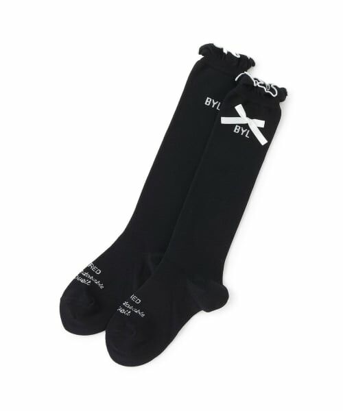 by LOVEiT / バイ ラビット ソックス | リボンつきハイソックス（黒）