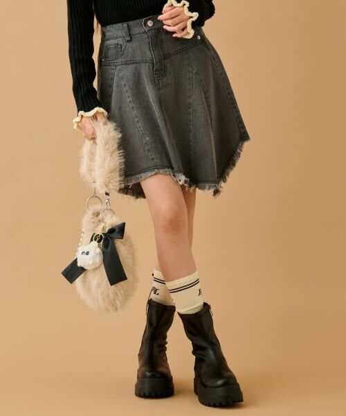 by LOVEiT / バイ ラビット ミニ・ひざ丈スカート | ヘムポイントヴィンテージスカート（黒）