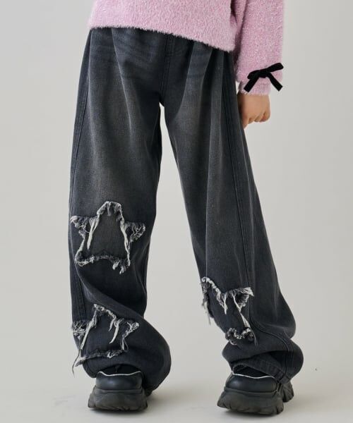 by LOVEiT / バイ ラビット その他パンツ | スターパッチデニムパンツ(黒)