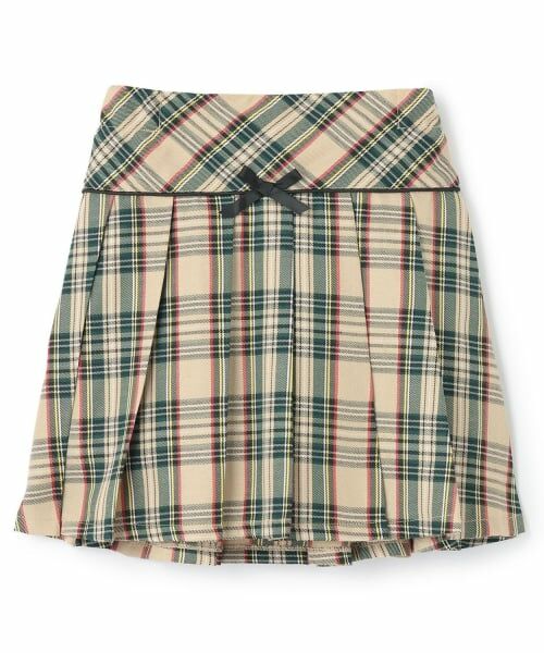 by LOVEiT / バイ ラビット ミニ・ひざ丈スカート | ワンポイントリボンプリーツスカート（ベージュ）