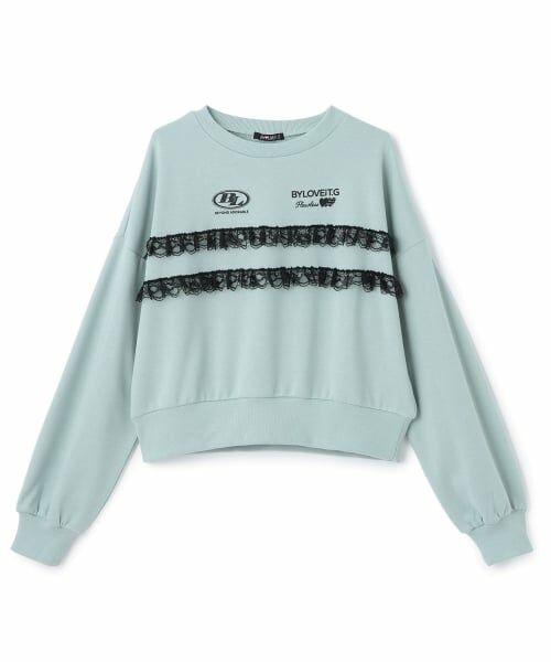 by LOVEiT / バイ ラビット スウェット | レースつきプルオーバー（ブルー グレー）