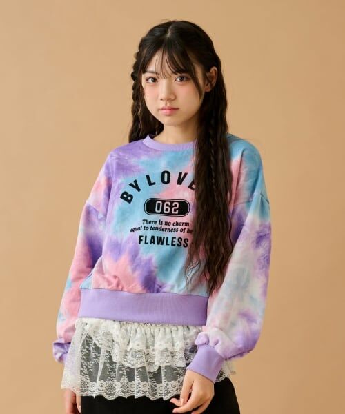 by LOVEiT / バイ ラビット スウェット | タイダイカレッジトレーナー（ラベンダー）