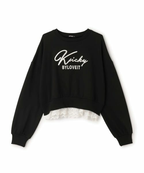 by LOVEiT / バイ ラビット スウェット | 裾レースプルオーバー（黒）