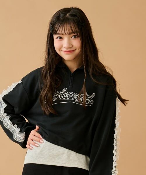 by LOVEiT / バイ ラビット スウェット | ハーフジップドロストプルオーバー（黒）