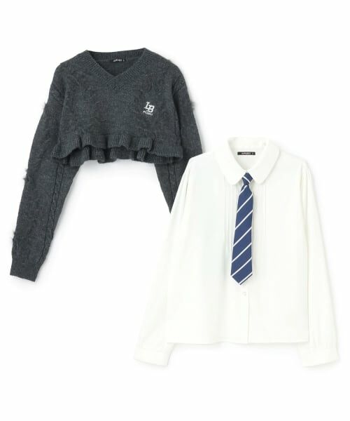 by LOVEiT / バイ ラビット ニット・セーター | タイつきシャツクロップドニットセット | 詳細8