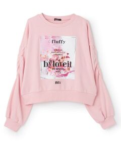 by LOVEiT / バイ ラビット スウェット | 袖シャーリングケーキプリントプルオーバー