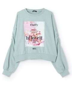 袖シャーリングケーキプリントプルオーバー