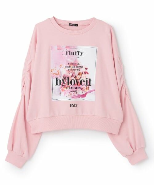 by LOVEiT / バイ ラビット スウェット | 袖シャーリングケーキプリントプルオーバー（ピンク）