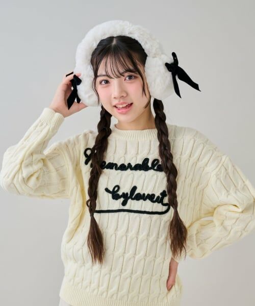 by LOVEiT / バイ ラビット ニット・セーター | ケーブルコード刺しゅうニット（オフ ホワイト）