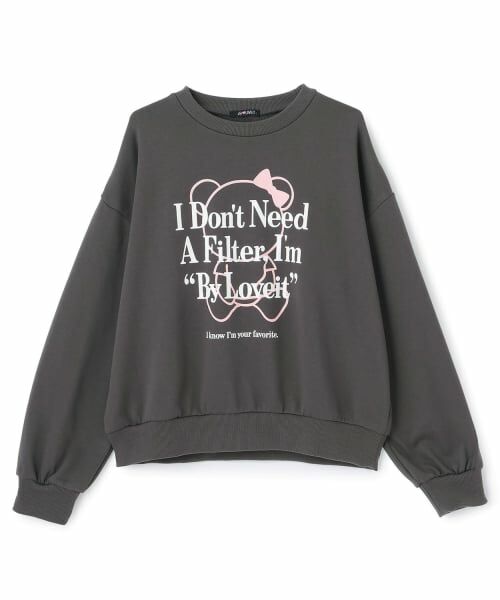 by LOVEiT / バイ ラビット スウェット | ラビ子マークプルオーバー（チャコール）