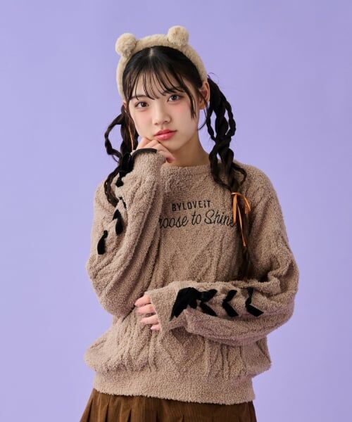 by LOVEiT / バイ ラビット ニット・セーター | リボンモールニット（モカ茶）