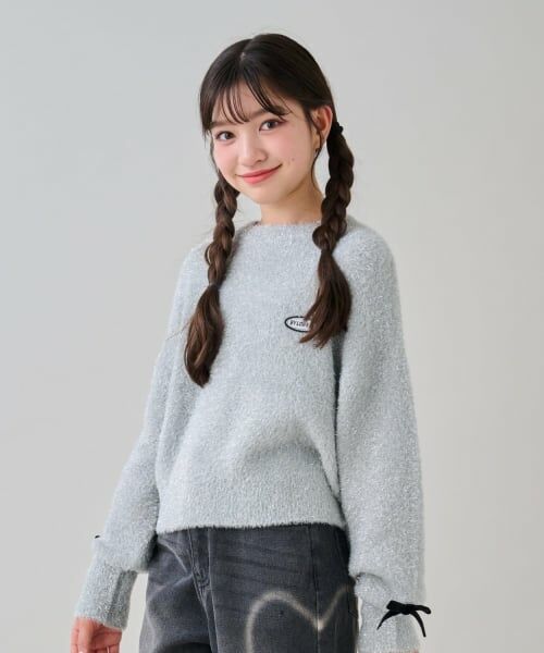 by LOVEiT / バイ ラビット ニット・セーター | ラメシャギーリボンニット（シルバー）