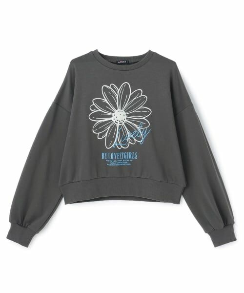 by LOVEiT / バイ ラビット スウェット | フラワーフロッキープルオーバー(チャコール)