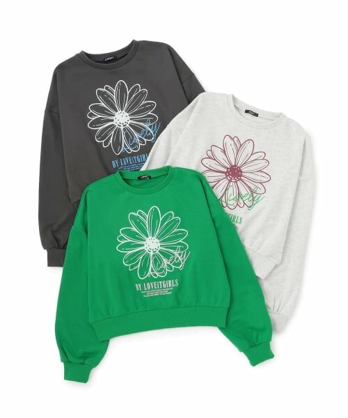 by LOVEiT / バイ ラビット スウェット | フラワーフロッキープルオーバー | 詳細3