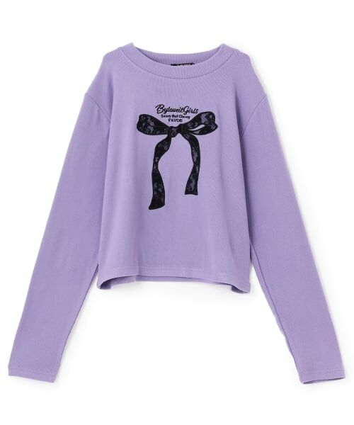 by LOVEiT / バイ ラビット Tシャツ | リボンパッチ長袖Tシャツ（ラベンダー）