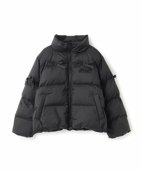 by LOVEiT / バイ ラビット ブルゾン | リボンタフタフェイクダウンJK（黒）