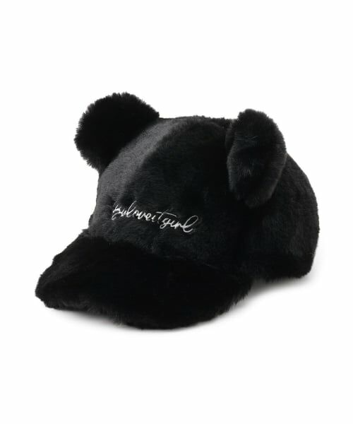 by LOVEiT / バイ ラビット キャップ | 耳つきファーキャップ（黒）