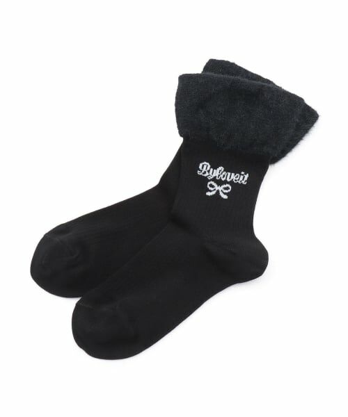 by LOVEiT / バイ ラビット ソックス | 部分シャギークルーソックス（黒）