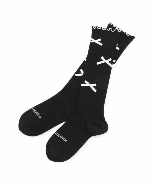 by LOVEiT / バイ ラビット ソックス | メロウリボンハイソックス（黒）