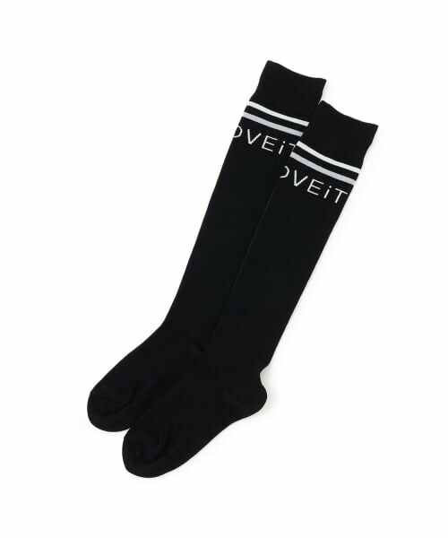 by LOVEiT / バイ ラビット ソックス | ロゴニーハイソックス（黒）