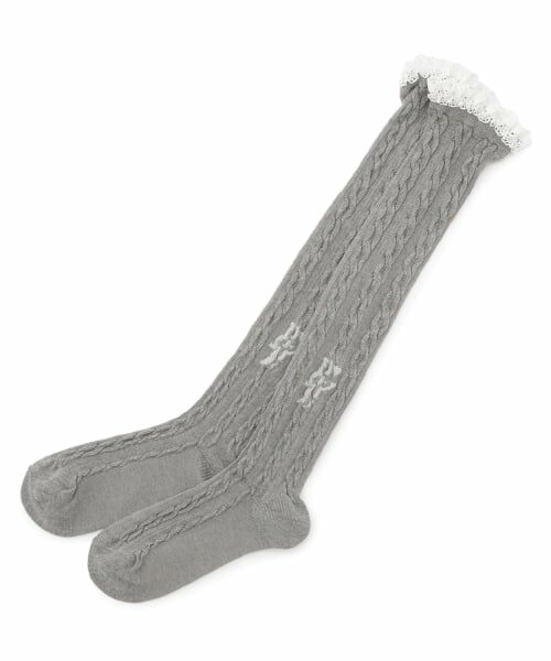 by LOVEiT / バイ ラビット ソックス | フリルニーハイソックス（グレー）