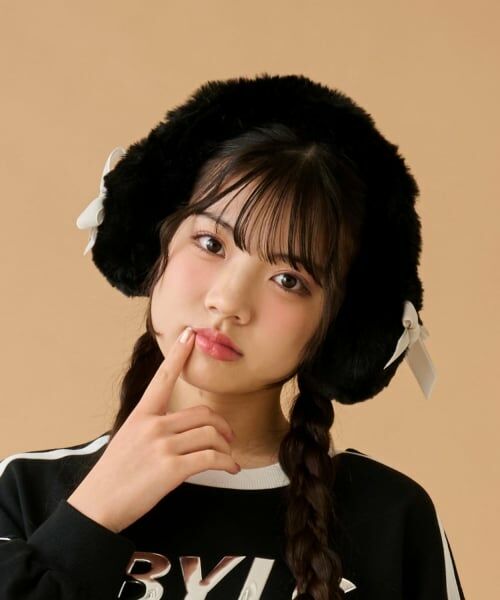 by LOVEiT / バイ ラビット ネックウォーマー・イヤーマフ | リボンつきイヤーマフ（黒）