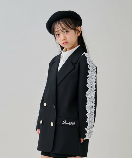 by LOVEiT / バイ ラビット テーラードジャケット | 【卒服】ダブルボタンロングフリルジャケット（黒）