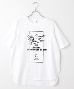 ラウンドヘムプリントTシャツ