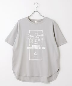 ラウンドヘムプリントTシャツ