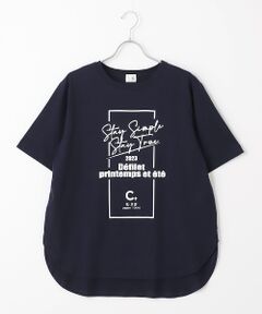 ラウンドヘムプリントTシャツ