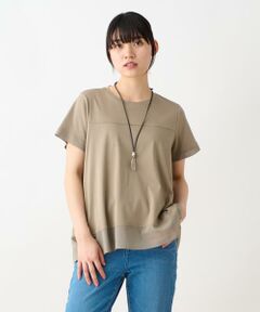 洗える 異素材MIXフレアTシャツ