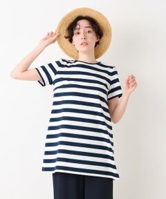 洗える ボーダーのチュニックTシャツ