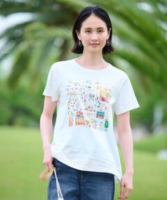 洗える バカンス柄半袖Ｔシャツ