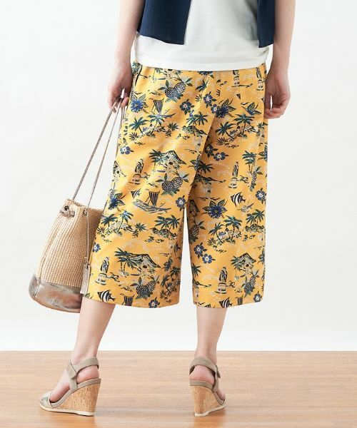 CARA O CRUZ / キャラ・オ・クルス その他パンツ | トロピカルプリントのワイドクロップドパンツ【reyn spooner】 | 詳細2