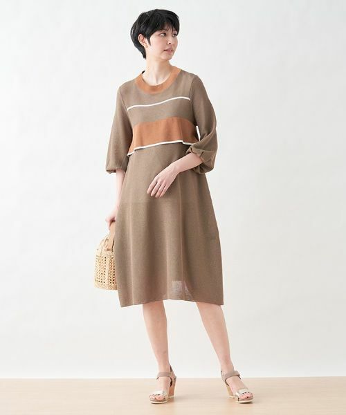 CARA O CRUZ / キャラ・オ・クルス ドレス | 配色ニットワンピース | 詳細1