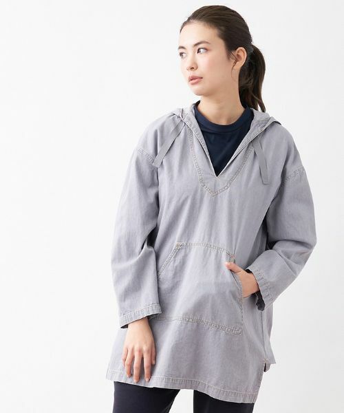 CARA O CRUZ/キャラ・オ・クルス フード付デニムスキッパープルオーバー グレー 11(L)